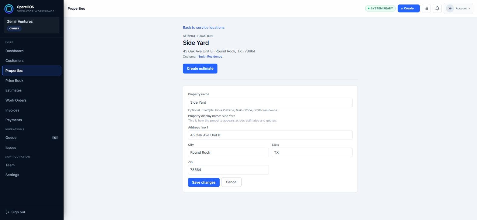 Editable property form with name and address fields