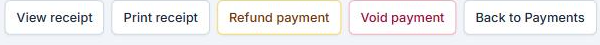 Visible Refund and Void payment controls on a Payment Record detail view